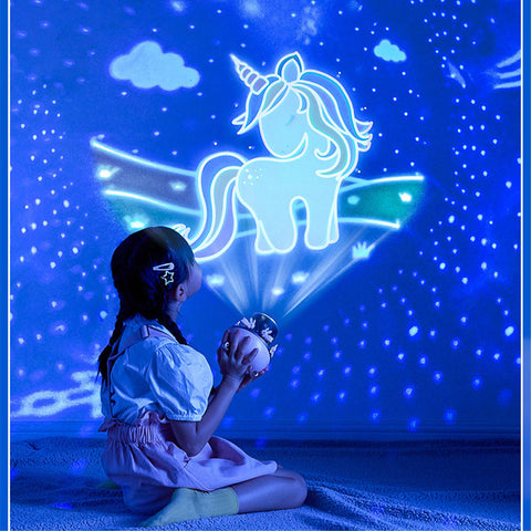 Night Light Projector Kids Nursery Children Room Space Rotation  Rechargeable Led Night Lamp 12 Films by Alunorix