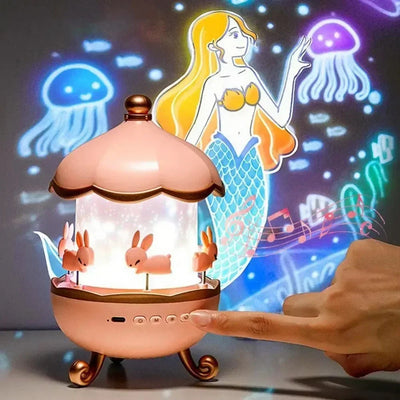 Night Light Projector Kids Nursery Children Room Space Rotation  Rechargeable Led Night Lamp 12 Films by Alunorix