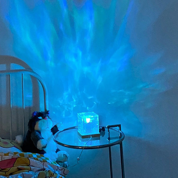 LED Water Ripple Ambient Night Ligh, Rotating Projection Crystal Table Lamp  16 Color By Alunorix