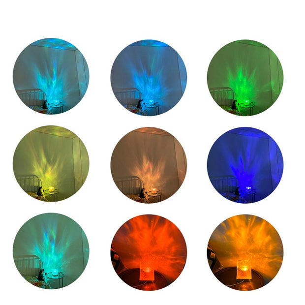 LED Water Ripple Ambient Night Ligh, Rotating Projection Crystal Table Lamp  16 Color By Alunorix