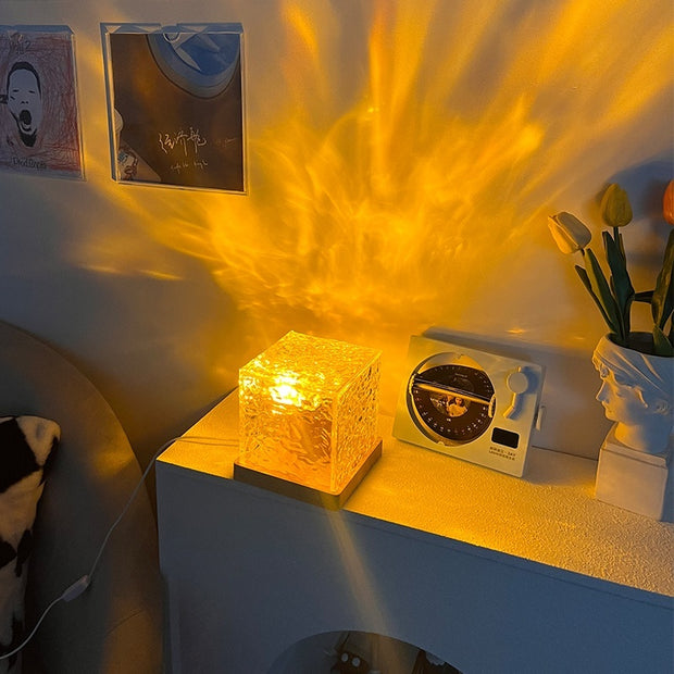 LED Water Ripple Ambient Night Ligh, Rotating Projection Crystal Table Lamp  16 Color By Alunorix