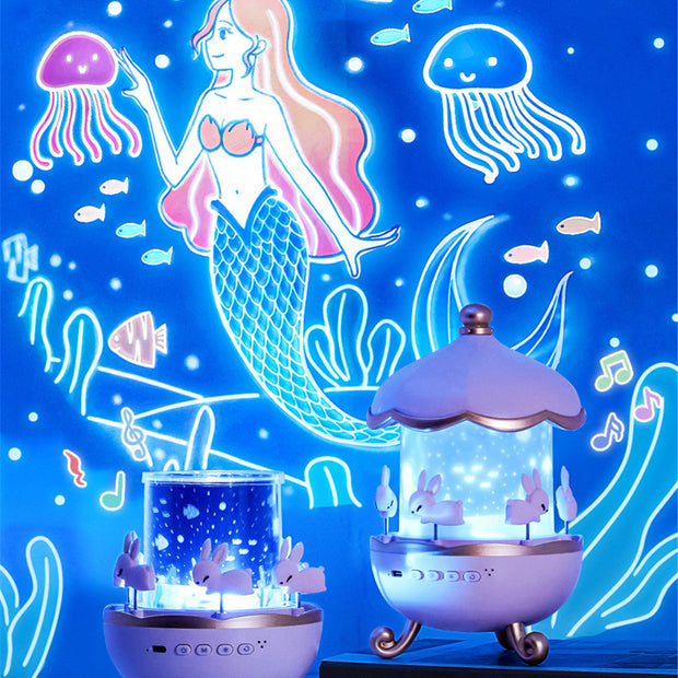 Night Light Projector Kids Nursery Children Room Space Rotation  Rechargeable Led Night Lamp 12 Films by Alunorix