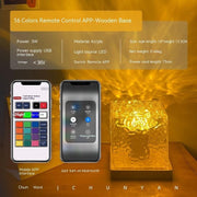 LED Water Ripple Ambient Night Ligh, Rotating Projection Crystal Table Lamp  16 Color By Alunorix