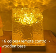 LED Water Ripple Ambient Night Ligh, Rotating Projection Crystal Table Lamp  16 Color By Alunorix
