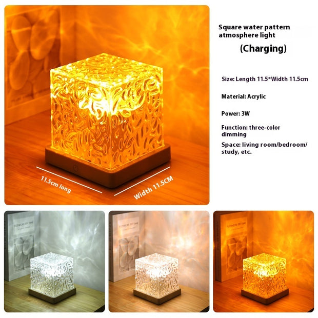 LED Water Ripple Ambient Night Ligh, Rotating Projection Crystal Table Lamp  16 Color By Alunorix